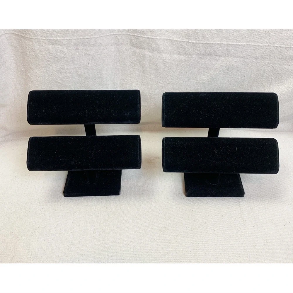 Pair Black Velvet Bracelet Holders